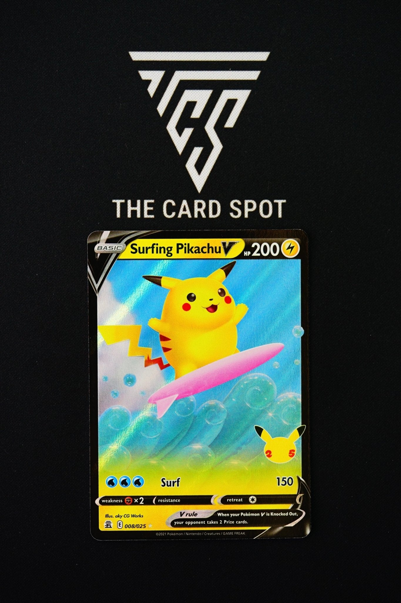 008/025 - Surfing Pikachu V - Pokemon TCG THE CARD SPOT PTY LTD. 008/025 - Surfing Pikachu V - Pokemon TCG THE CARD SPOT PTY LTD.