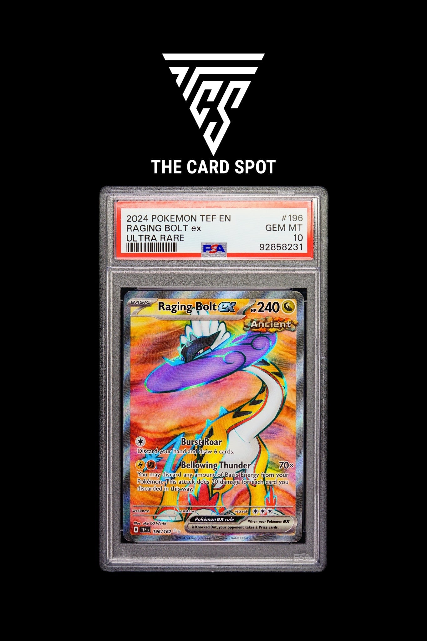 196/163 Raging Bolt PSA 10 - Pokemon TCG - THE CARD SPOT PTY LTD.