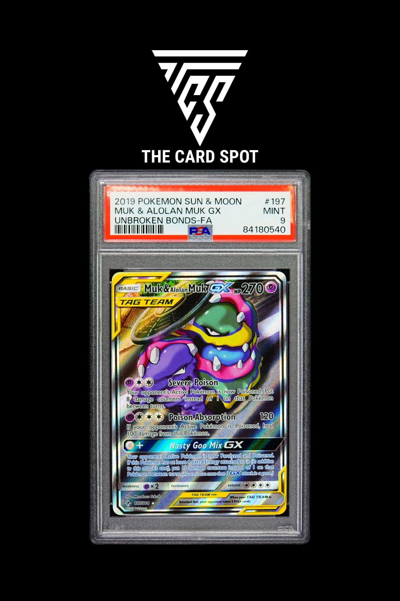 alolan muk gx pokemon card 197/214 Muk & Alolan Muk Gx PSA 9