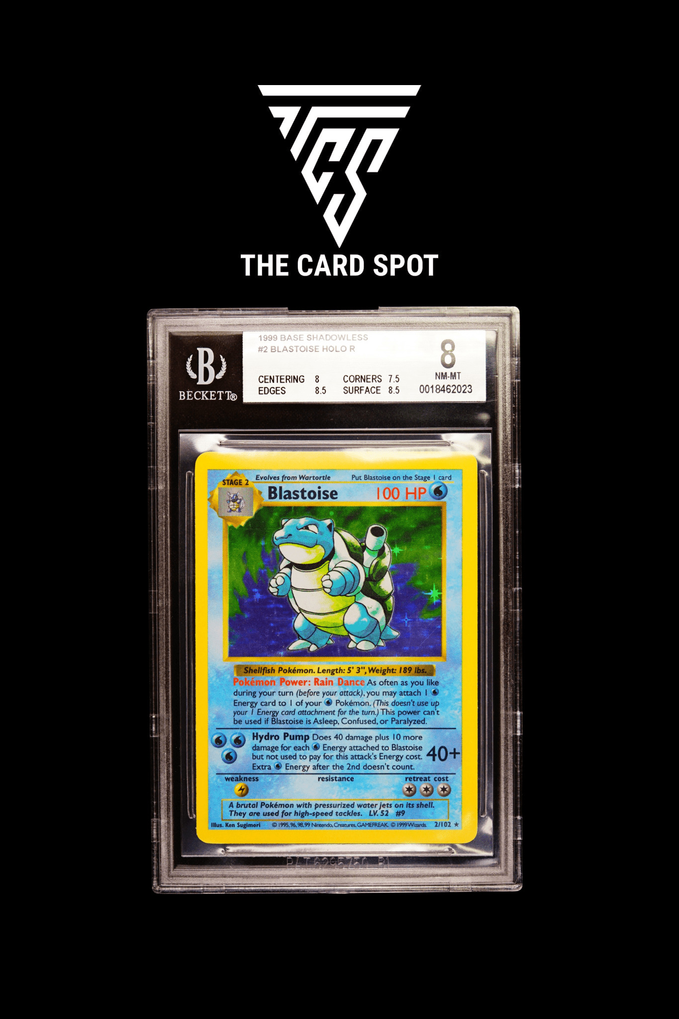 2/102 Blastoise (Shadowless) BGS 8 - Pokemon TCG - THE CARD SPOT PTY LTD.
