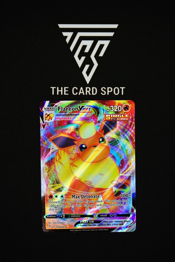 Flareon VMAX (018/203) - Evolving Skies Pokmon TCG THE CARD SPOT PTY LTD. Flareon VMAX (018/203) - Evolving Skies Pokmon TCG THE CARD SPOT PTY LTD.
