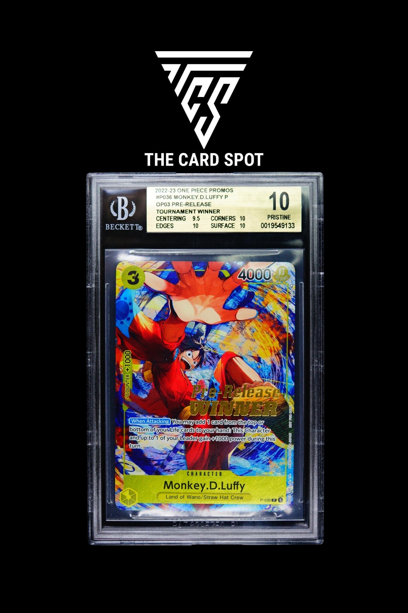 P - 036 Monkey.D.Luffy BGS 10 - One Piece TCG - THE CARD SPOT PTY LTD.