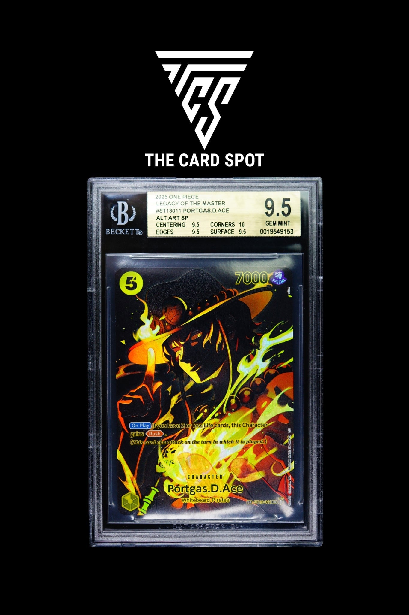 ST13 - 011 Portgas.D.Ace SP BGS 9.5 - One Piece TCG - THE CARD SPOT PTY LTD.
