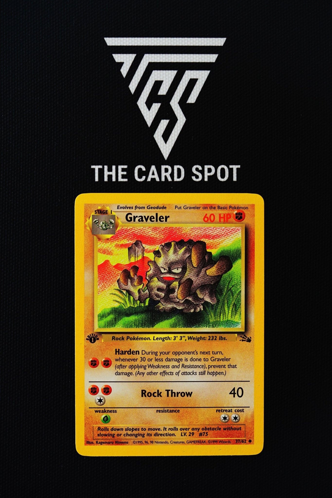 37/62 Graveler 1st Edition Fossil - Pokemon TCG THE CARD SPOT PTY LTD. 37/62 Graveler 1st Edition Fossil - Pokemon TCG THE CARD SPOT PTY LTD.