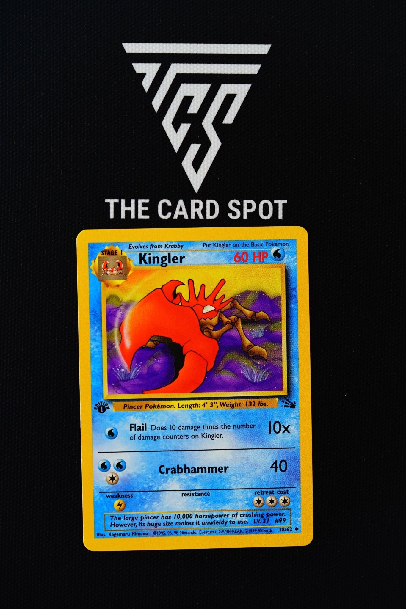 1995 kingler pokemon card value 38/62 Kingler 1st Edition Fossil