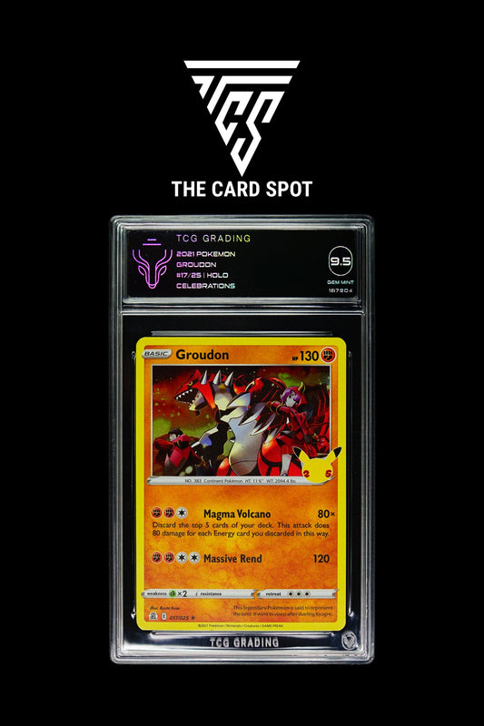 017/025 - Groudon Holo Celebrations TCG 9.5 - Pokemon TCG - THE CARD SPOT PTY LTD.