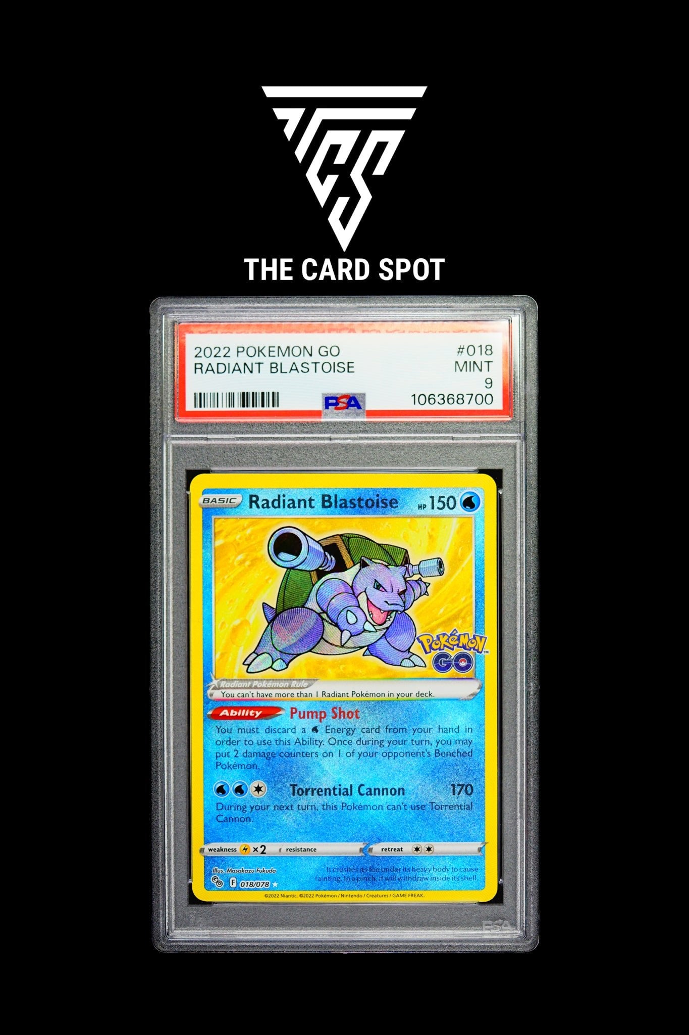 018/078 - Radiant Blastoise PSA 9 - Pokemon TCG - THE CARD SPOT PTY LTD.