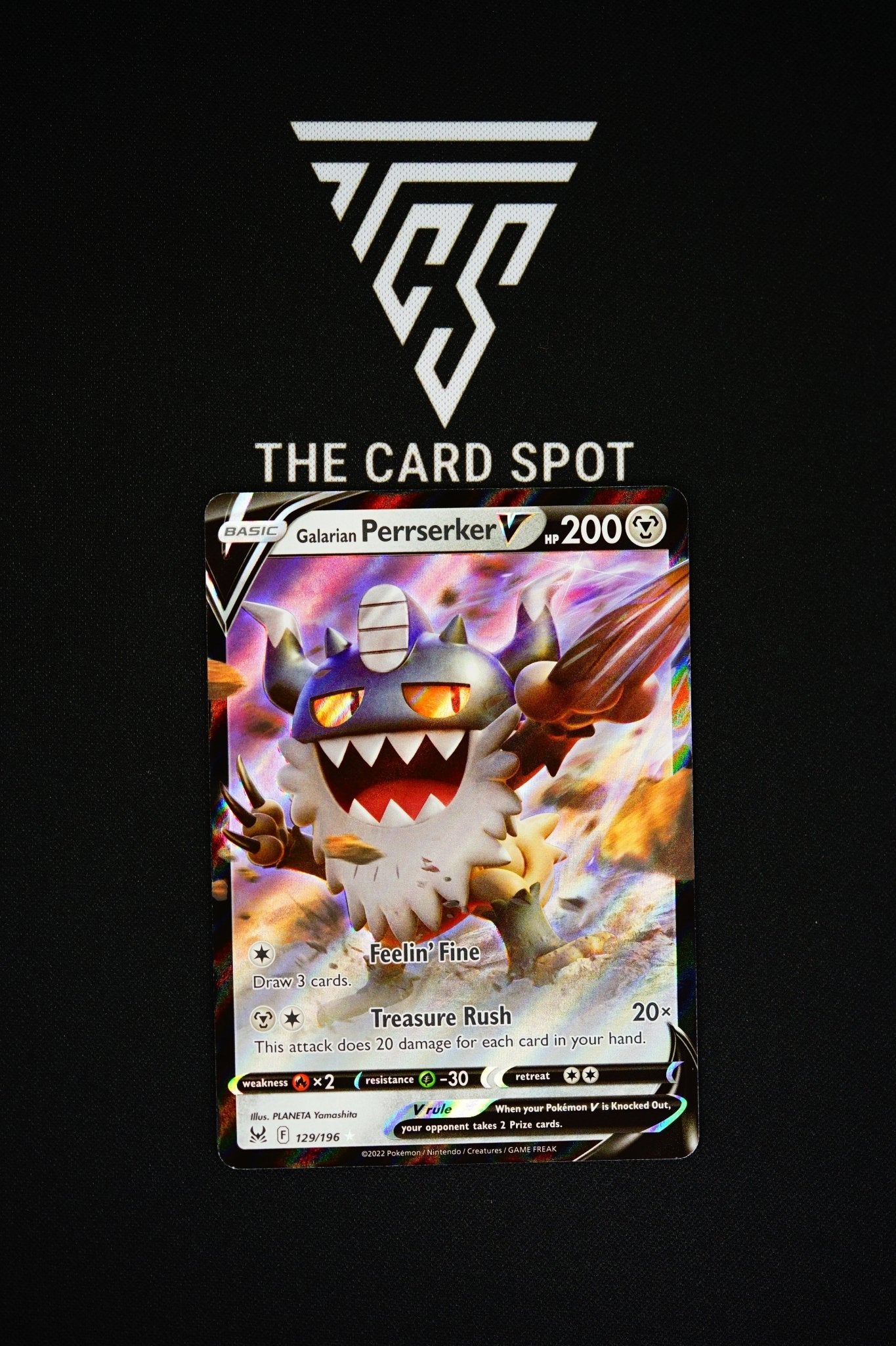 129/196 Perrserker V Pokemon Card - THE CARD SPOT PTY LTD.Pokemon Raw CardsPokémon