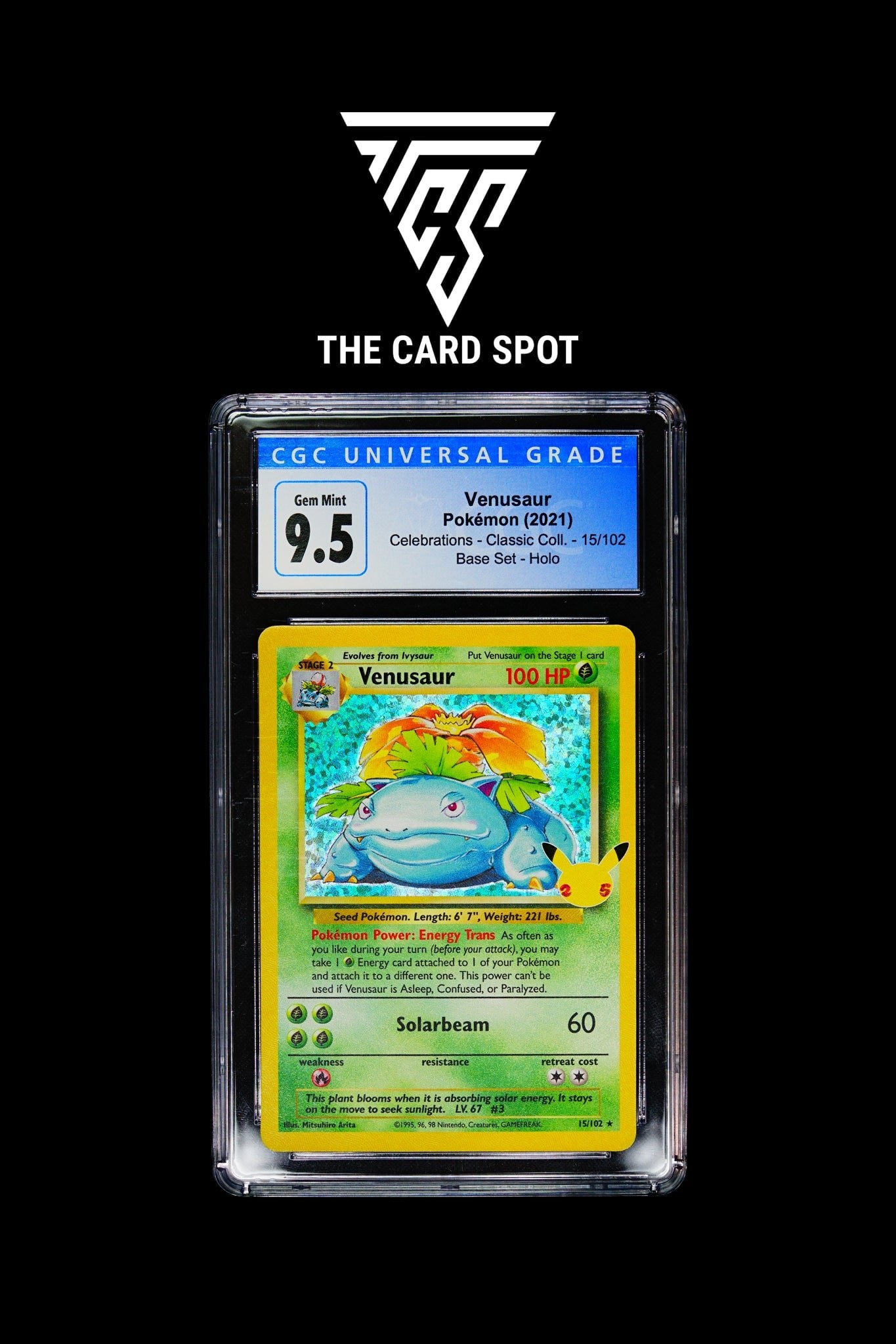 15/102 Venusaur 25th Anniversary CGC 9.5 - Pokemon TCG - THE CARD SPOT PTY LTD.
