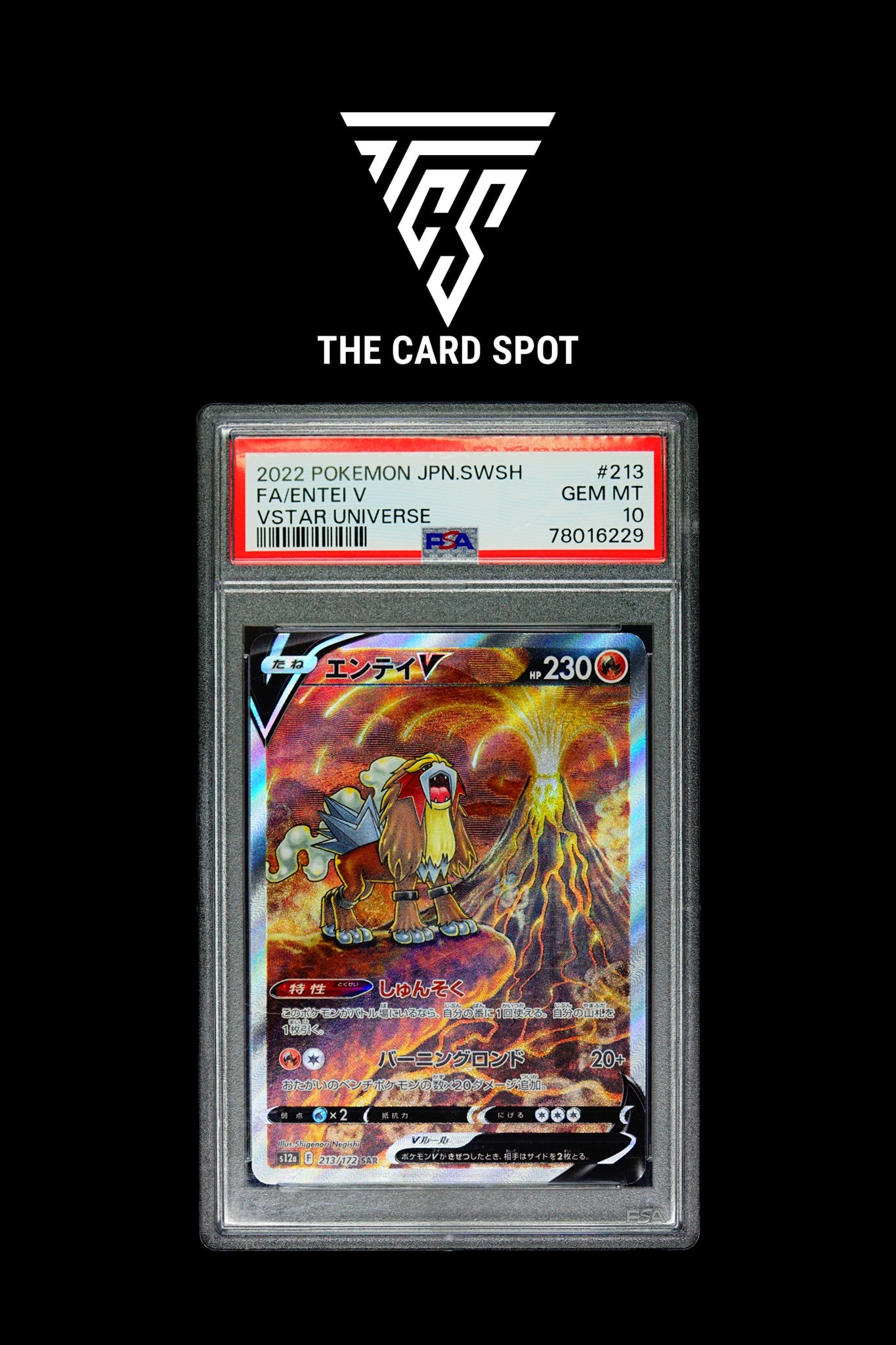 213/172 - Entei V PSA 10 - Pokemon TCG - THE CARD SPOT PTY LTD.