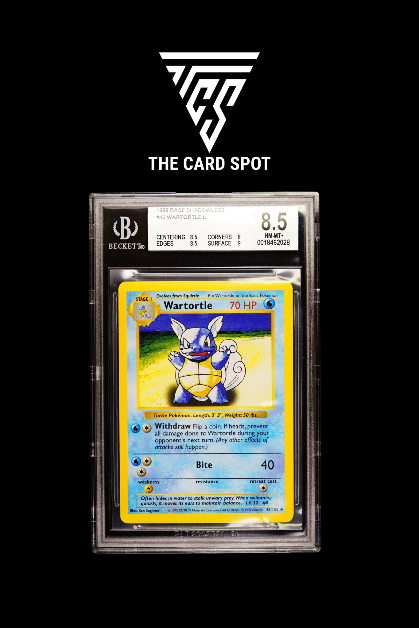 42/102 Wartortle (Shadowless) BGS 8.5 - Pokemon TCG - THE CARD SPOT PTY LTD.