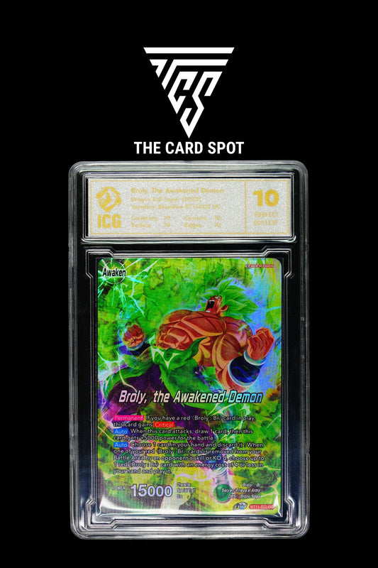 BT11 - 002 UC - Broly, The Awakened Demon - ICG Perfect 10 (like PSA) - Dragon Ball Card - THE CARD SPOT PTY LTD.