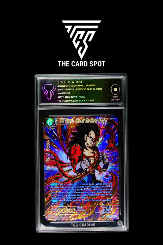 BT11 - 052 SPR - SS4 Vegeta, Rise Of The Super Warrior TCG 9 - Dragon Ball Card (like PSA) - THE CARD SPOT PTY LTD.