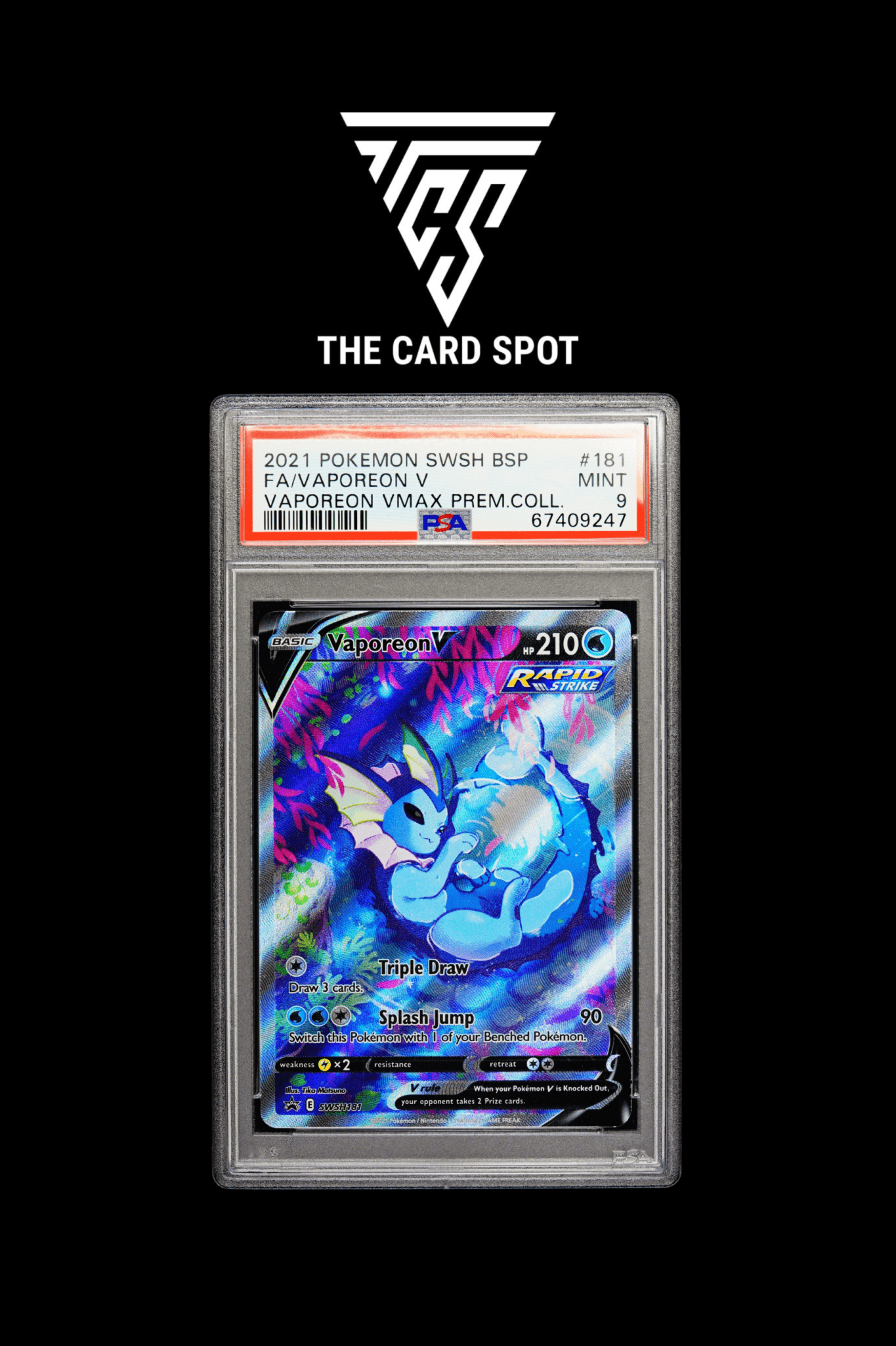 SWSH181 Vaporeon PSA 9 - Pokemon TCG - THE CARD SPOT PTY LTD.