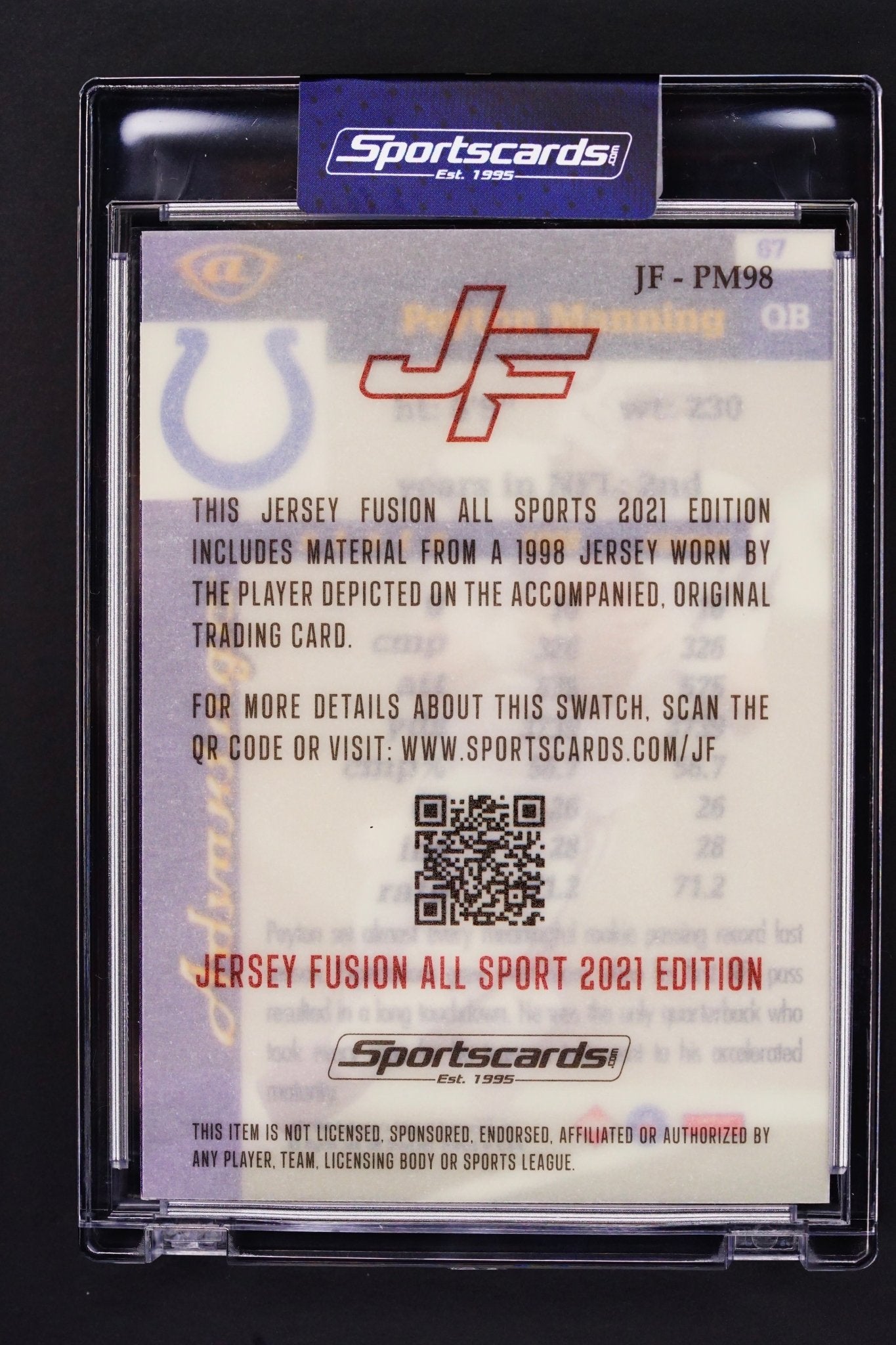 NFL Card: Payton Manning Game used swatch Jersey fusion - THE CARD SPOT PTY LTD.Sports CardJersey Fusion