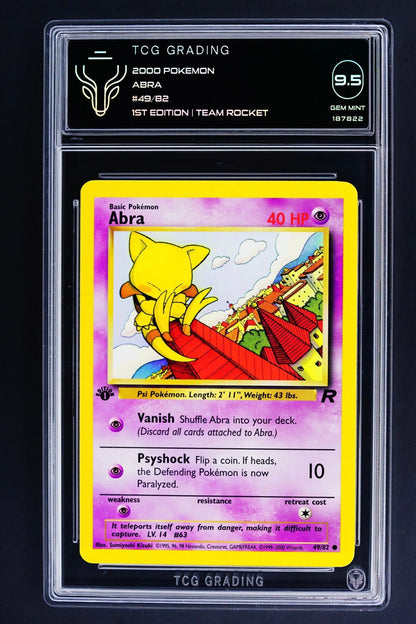 1995 abra pokemon card 49/82 - Abra 1st Edition Team Rocket TCG 9.5
