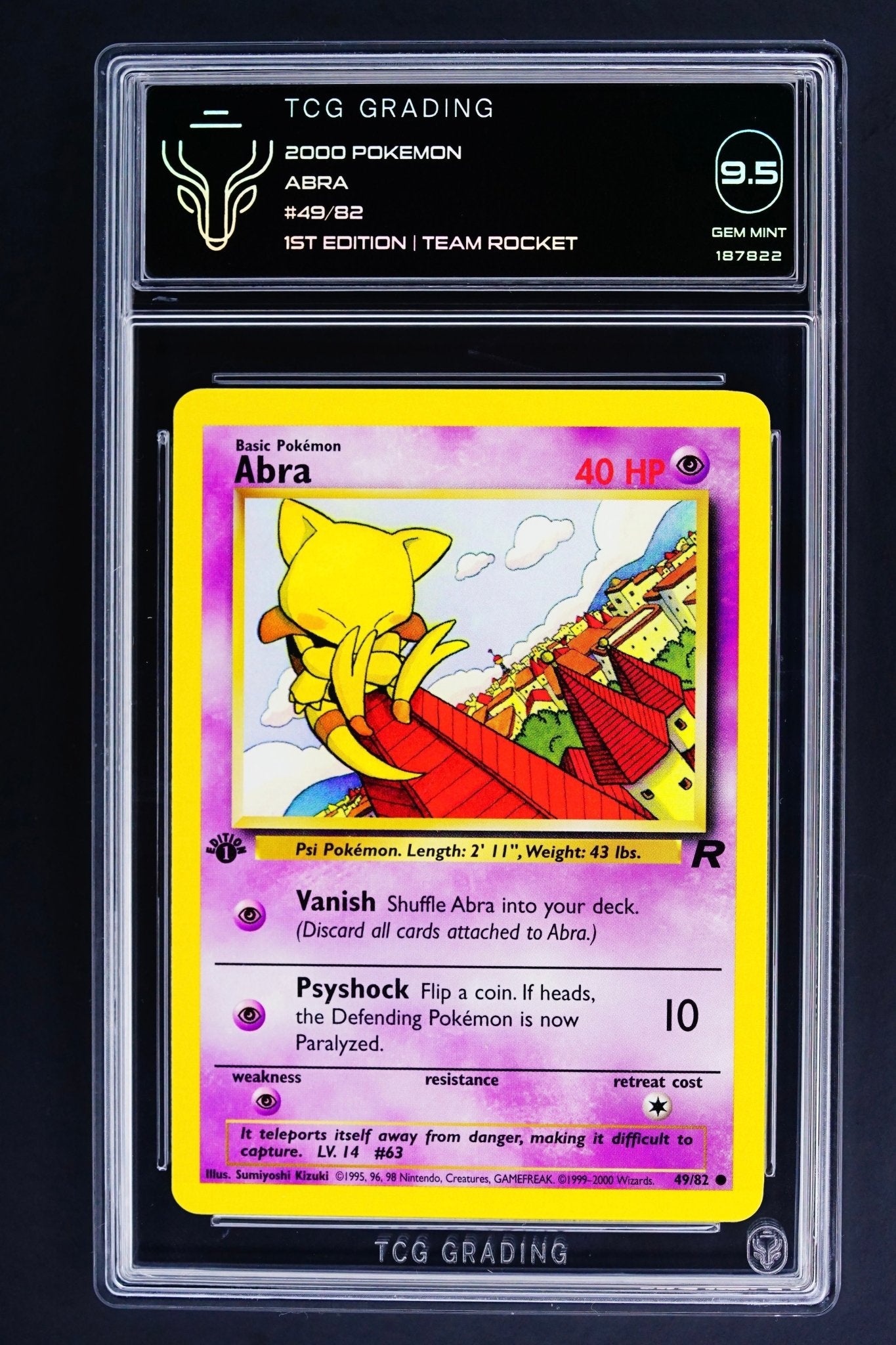 Pokemon Card: Abra 49/82 1st Edition Team Rocket TCG 9.5 - THE CARD SPOT PTY LTD.GradedPokémon