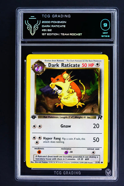 Pokemon Card: Dark Raticate 51/82 1st Edition Team Rocket TCG 9 - THE CARD SPOT PTY LTD.GradedPokémon