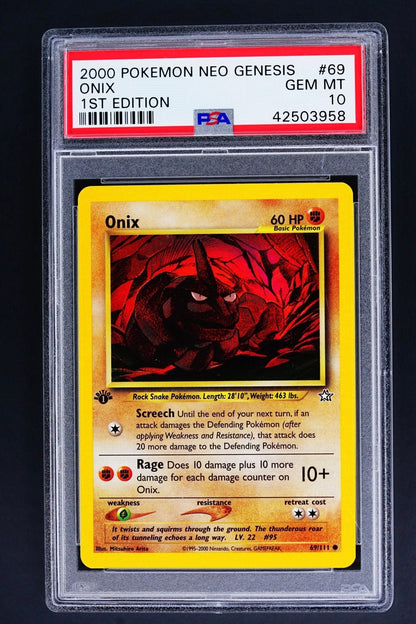 Pokemon Card: ONIX 1st edition PSA 10 THE CARD SPOT PTY LTD. Pokemon Card: ONIX 1st edition PSA 10 THE CARD SPOT PTY LTD.