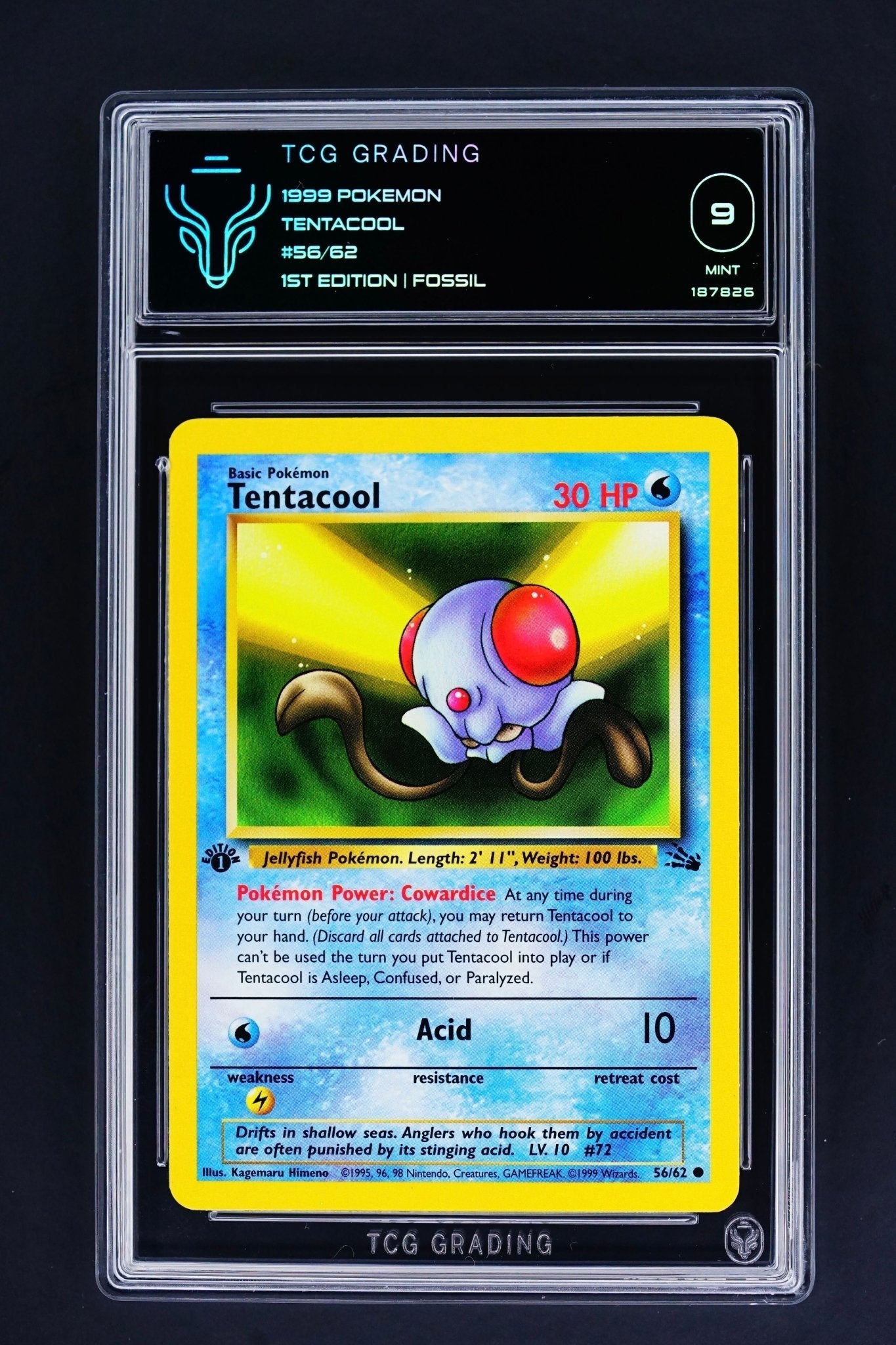 Pokemon Card: Tentacool 56/62 1st Edition Fossil TCG 9 - THE CARD SPOT PTY LTD.GradedPokémon