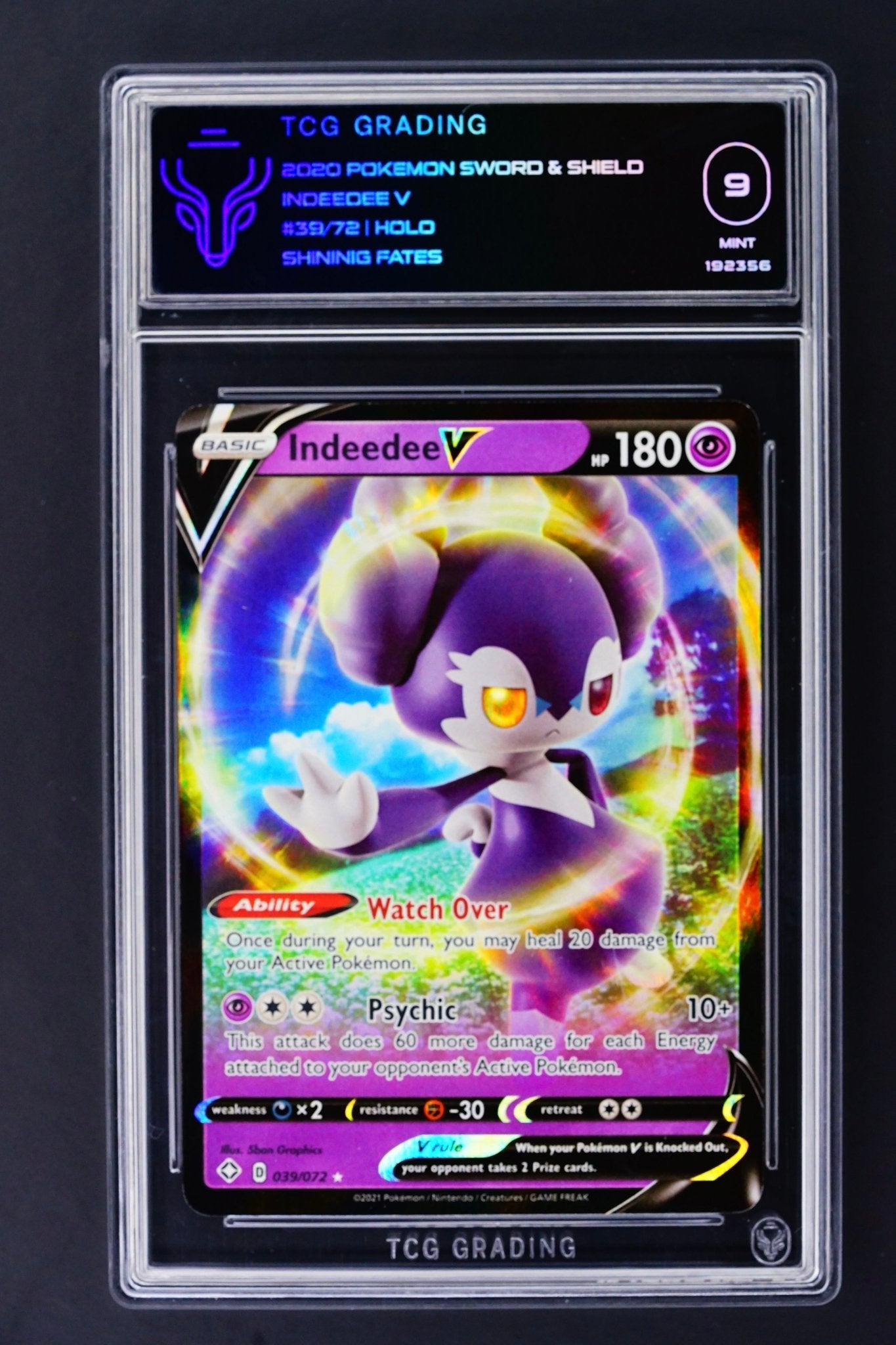 Pokemon - Indeedee V 039/72 Shining Fates TCG 9 - THE CARD SPOT PTY LTD.Pokemon GradedPokémon
